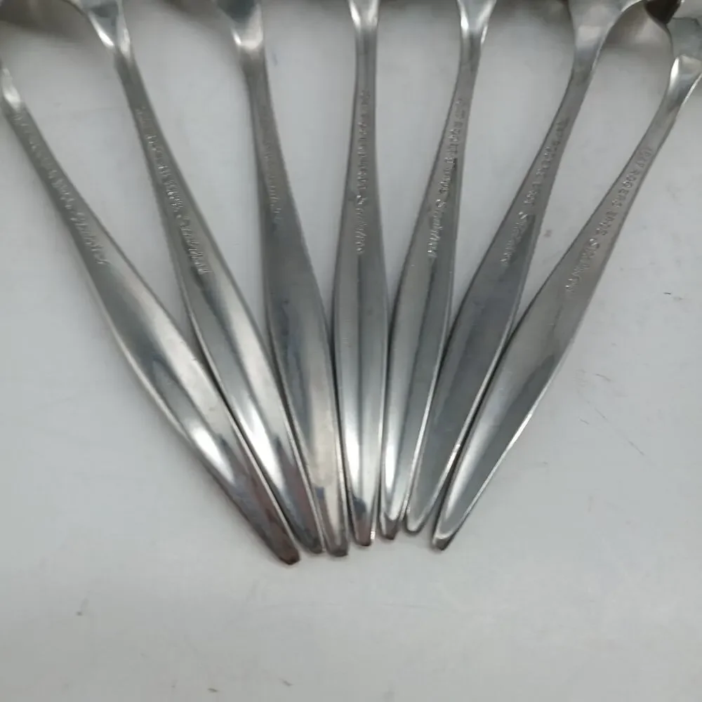 7X Tsp Vtg 1847 Rogers Bros. Youth Pattern Stainless Steel Teaspoons